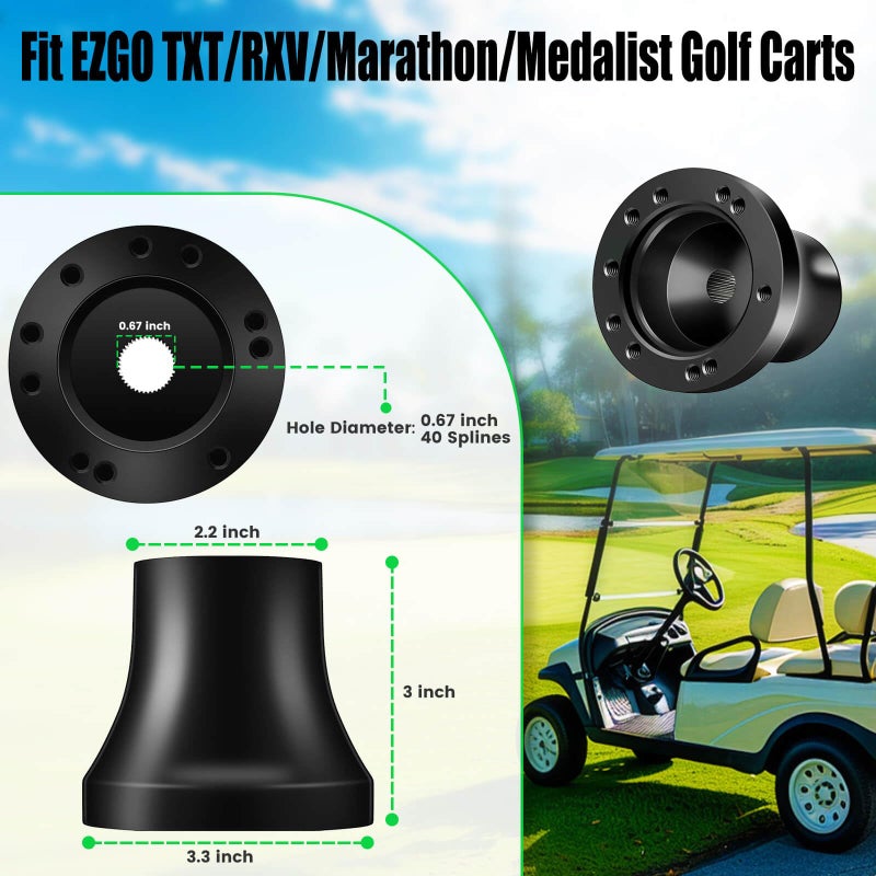 LEAPGOMAX EZGO Steering Wheel Adapter fit EZGO TXT/RXV/Marathon/Medalist Golf Carts Steering Wheel Adapter Golf Cart Accessories(Black) - Image 2